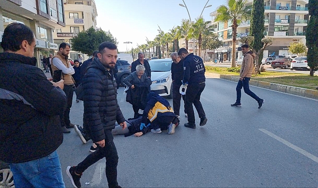 Motosiklet sürücüsü şerit ihlali sonucu hastanelik oldu
