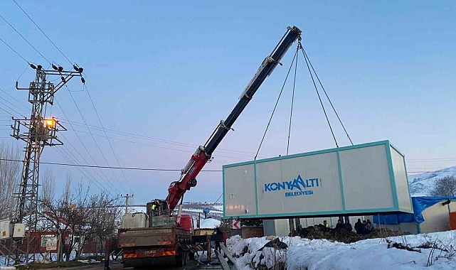Deprem bölgesine konteyner desteği
