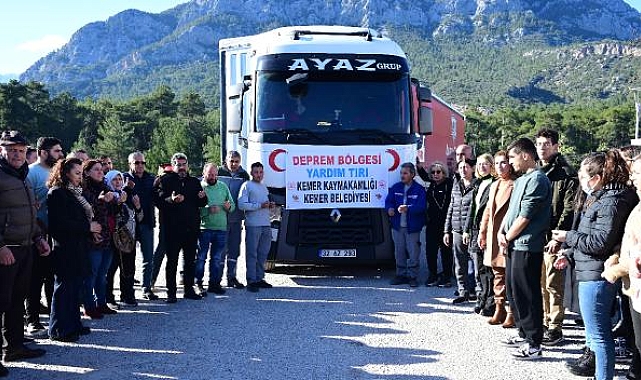 Kemer'den deprem bölgesine 6 yardım TIR'ı