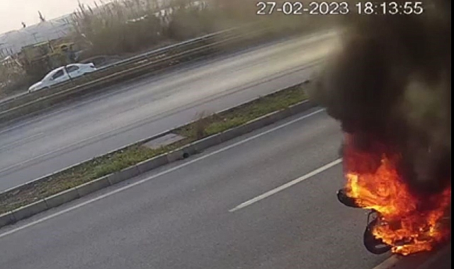 Plakasını söktüğü motosikletini yakıp gitti