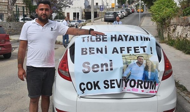 Boşanma davası açan eşine pankartlı özür