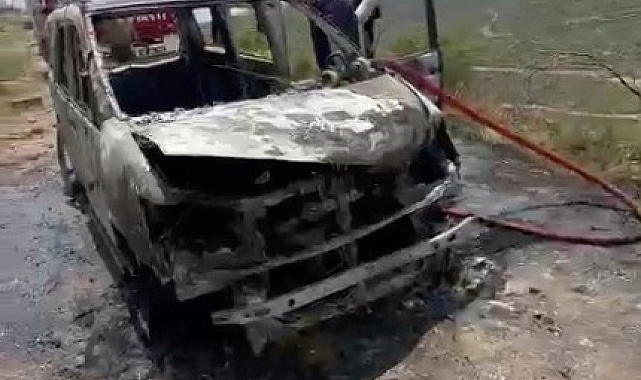 Dağ başında ilginç kazada yanan araç küle döndü !