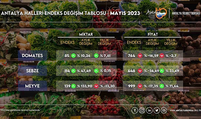 Antalya'da sebze fiyatlarında yüzde 36,69 düşüş