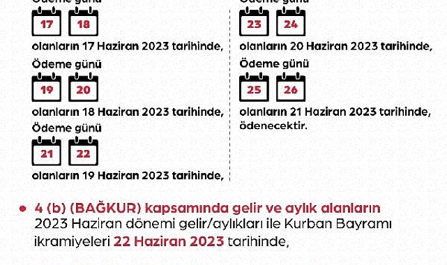 Emekli aylıkları ve bayram ikramiyeleri 17-23 Haziran arasında ödenecek