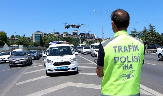 Kural ihlali yapan sürücüler dronla tespit edildi