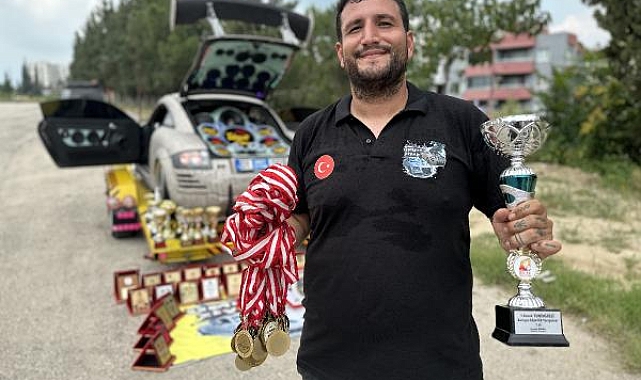 Modifiye otomobiliyle 3 yılda 55 madalya, 35 kupa kazandı