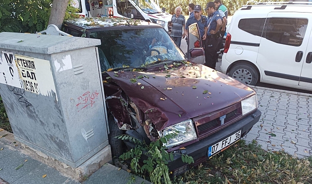 Otomobil önce kaldırılma ardından ağaca çarptı: 1 yaralı