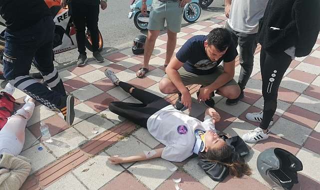 Seyir halindeki motosiklet devrildi, iki kişi ölümden döndü !