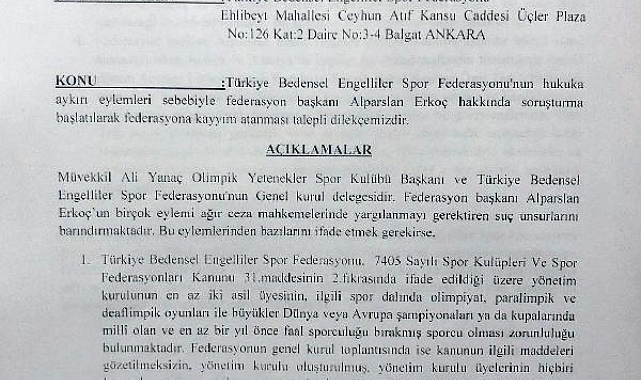 TBESF Başkanı Alparslan Erkoç hakkında soruşturma başlatıldı