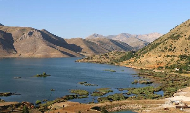 Baraj gölündeki yüzen adalar, sabitlenerek tahrip olması engellendi