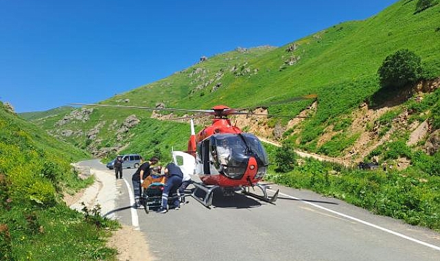 Protezi çıkan hasta, ambulans helikopterle 20 dakikada hastaneye ulaştırıldı