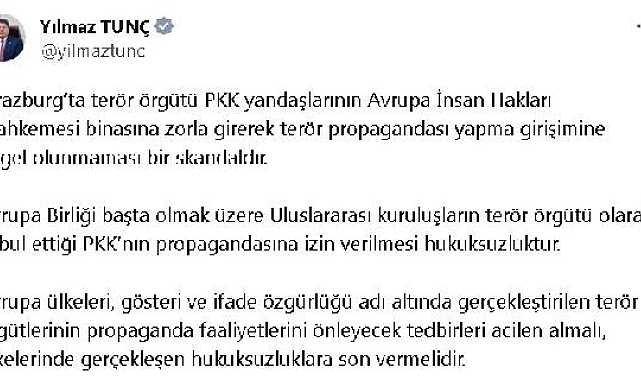 Bakan Tunç'tan AİHM'deki terör propagandasına tepki