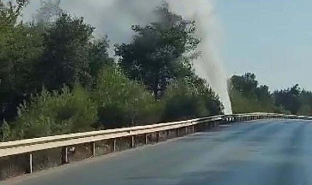 Bodrum'da isale hattı patladı, tazyikli su metrelerce yükseğe fışkırdı