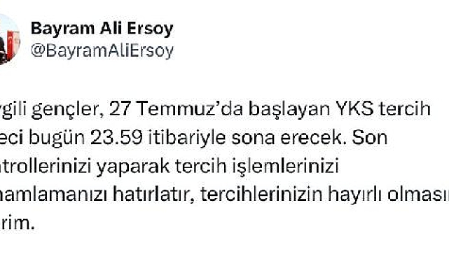 ÖSYM Başkanı Ersoy'dan tercih hatırlatması