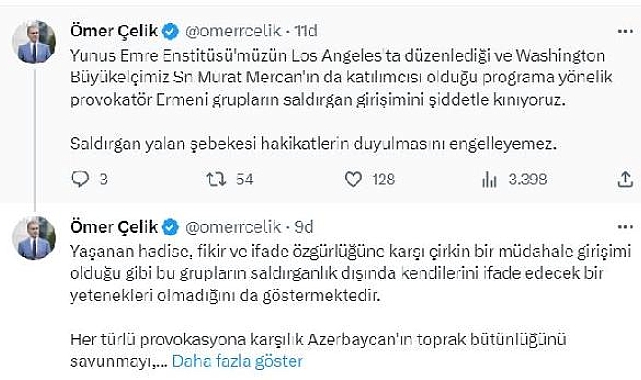 AK Parti'li Çelik: Los Angeles'taki provokatör saldırgan girişimi kınıyoruz