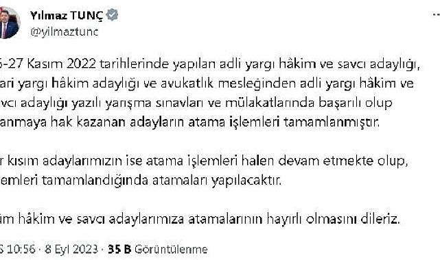 Bakan Tunç: Atamalarla ilgili konuştu