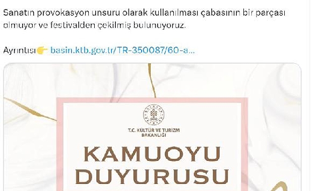 Son dakika! Kültür ve Turizm Bakanlığı, Altın Portakal'dan çekildi