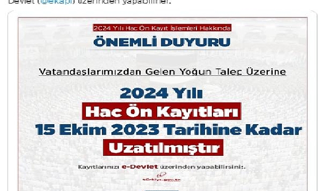 Hac ön kayıt işlemleri tarihi uzadı