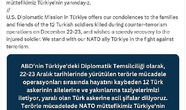 ABD Büyükelçiliği'nden şehitler için taziye