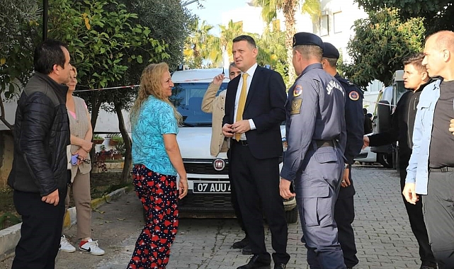 Alanya'da yıkılan binada inceleme
