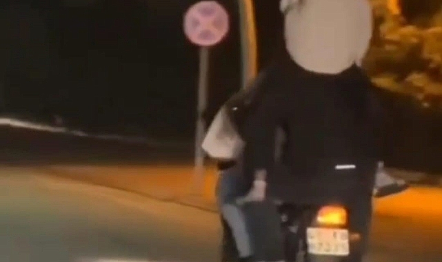 Antalya'da motosiklette tehlikeli yolculuk