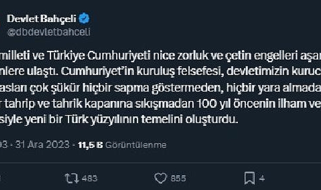Bahçeli: Türk sporunu kirli amaçlarına alet etmek isteyenlerin karşılarında sapasağlam duracağız