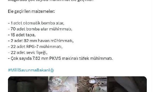 MSB: Teröristlere ait çok sayıda mühimmat ele geçirildi