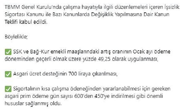 Emekli kanun teklifi Meclis'ten geçti