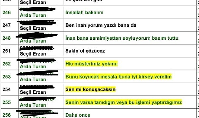 Erzan davasında Arda Turan ve Fulya Terim ile mesajları ortaya çıktı