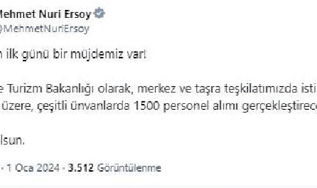 Kültür ve Turizm Bakanlığı, 1500 personel alacak