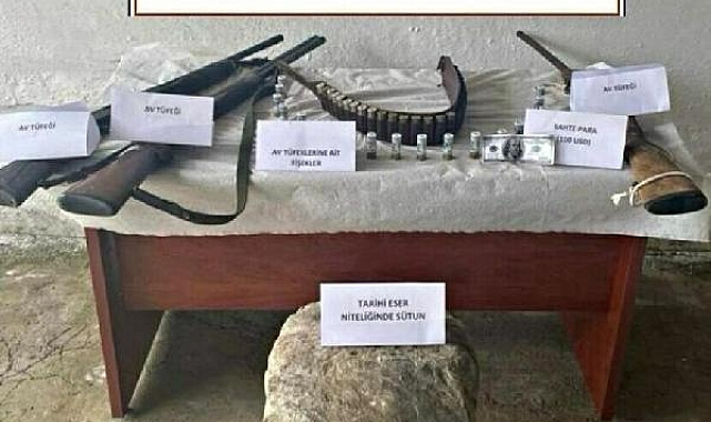 Muğla'da, Roma dönemine ait sütun ele geçirildi