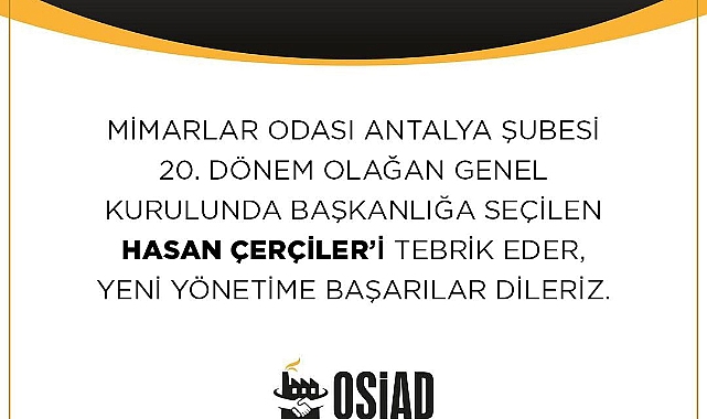 OSİAD’dan Çerçiler’e tebrik