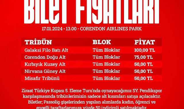 Pendik maçı biletleri satışta