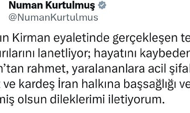 TBMM Başkanı Kurtulmuş'tan İran'a taziye mesajı