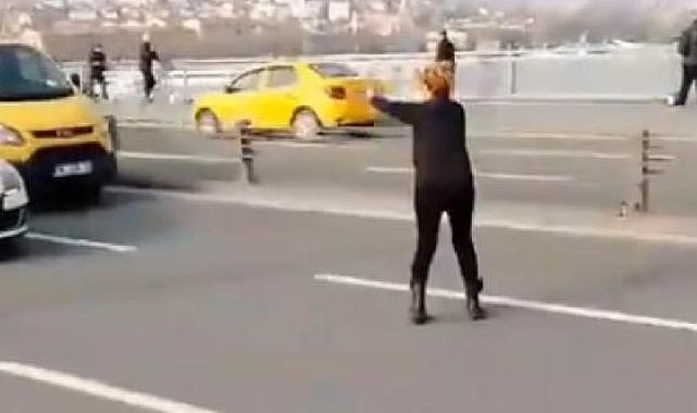 Yavru kediyi kurtarmak için trafiği durdurdu