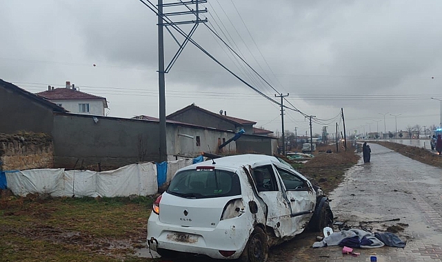 Devrilen aracın sürücüsü hayatını kaybetti