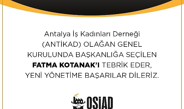 Kotanak'a OSİAD'dan tebrik