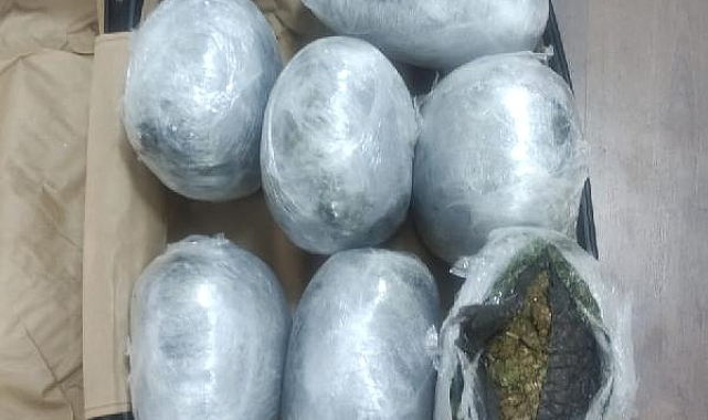 Otobüsteki yolcunun valizinden 8 kilo esrar çıktı
