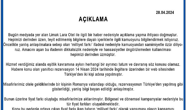 Bakanlıktan otel rezervasyonuna 'milliyet farkı' ücretine inceleme