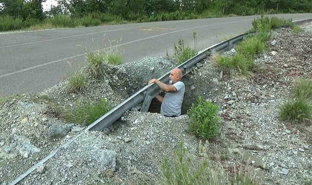 Çökmeyle birlikte ortaya çıkan devasa çukur merak uyandırdı