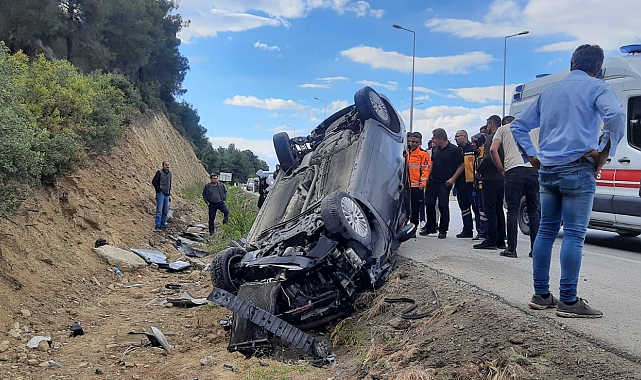 Kontrolden çıkan otomobil takla attı