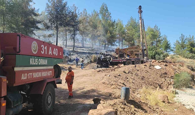 Sondaj aracında başlayan yangın ormana sıçradı