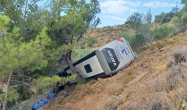 Datça'da yolcu otobüsü şarampole yuvarlandı: 3 yaralı