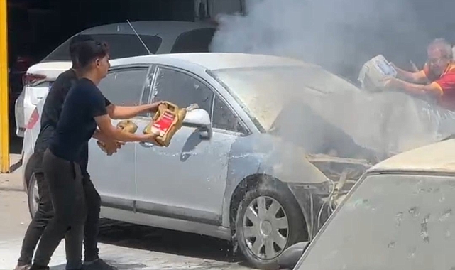 Kazadan yırtan araç sanayide alev aldı