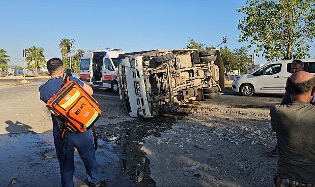 Kontrolden çıkıp devrilen kamyonetin sürücüsü yaralandı