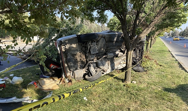 Otomobil refüjdeki ağaca çarptı: 1 ölü, 2 yaralı