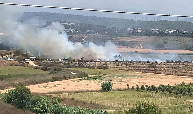 Sigara izmariti yangına neden oldu, dumanlar karayolunu kapladı
