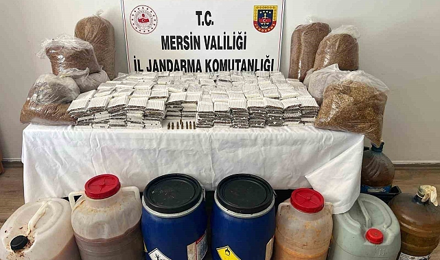 Mersin'de kaçak tütün, makaron ve sahte içki ele geçirildi