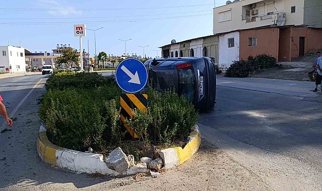 Takla atan otomobilden burnu bile kanamadan çıktı