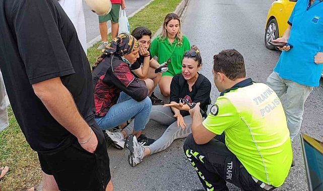 Önündeki araç durunca panikleyip motosikleti devirdi